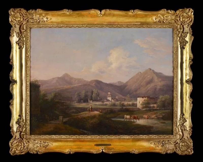 Pietro Ronzoni - Veduta del convento di Astino, Palazzo e Giardini Moroni, Bergamo